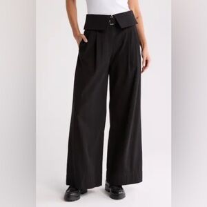 A.L.C. Pants 8 Womens Black Heavyweight Crepe Wide Straight Side Zip Trouser